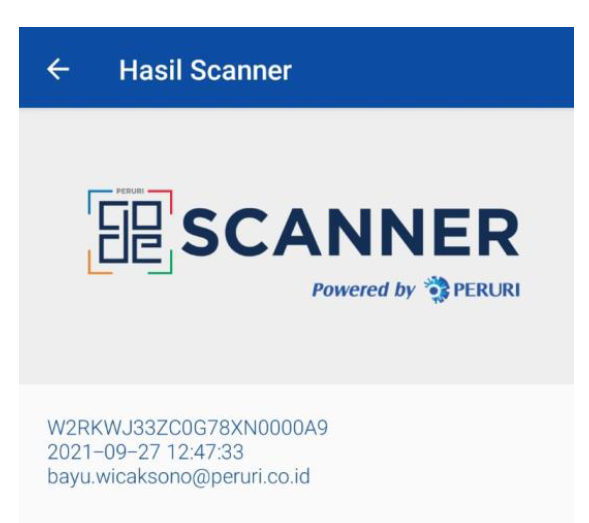 Hasil Validasi e-Meterai Scanner PERURI seal e-Meterai