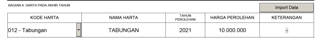 Daftar Harta SPT Tahunan PPh OP UMKM 