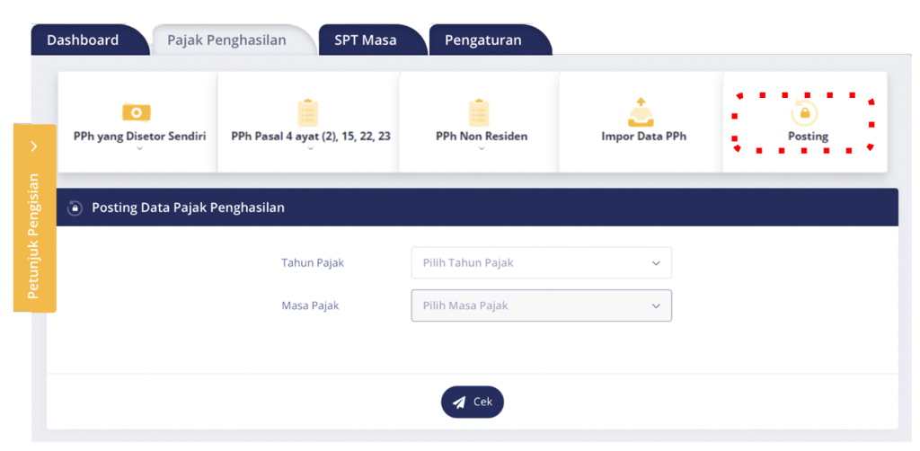 Tab Menu Posting e-Bupot DJP Online