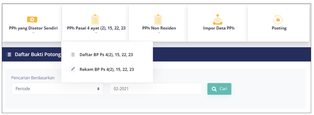 Formulir BPBS - Menu Utama - Tutorial Membuat Bupot Unifikasi